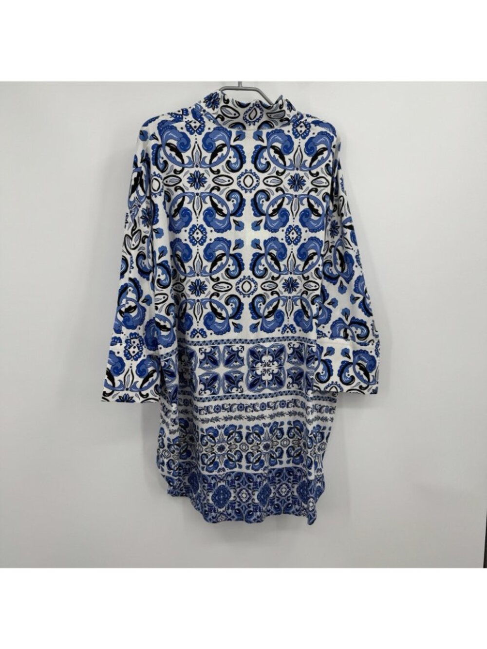 Tuckernuck Blue Majolica Tile Willow Tunic Blouse size XL Oversized Cotton Top * - Picture 7 of 8